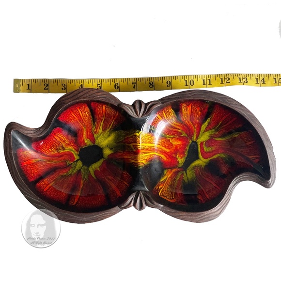 Mid Century Sequoia Ware 748 USA Pottery Divided Dish Serveware Lava Glaze 60s - Picture 7 of 10